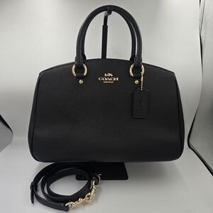 COACH CAL56 Savannah Carryall 2 Way Bag Satchel Black Pebbled Leather ***